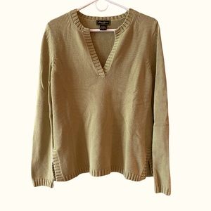 Eddie Bauer Green V-Neck Long Sleeve Sweater
